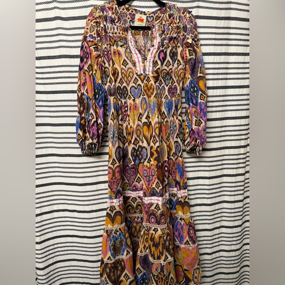 FARM Rio Multicolor Heart Pattern Midi Dress - Picture 2 of 3